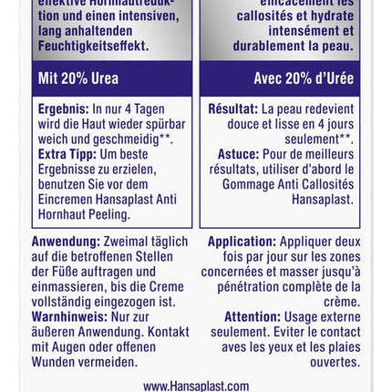 Hansaplast Anti Callus Intensive Cream (75 ml), pēdu krēms sacietējumu noņemšanai, mitrinošs sacietējumu krēms ļoti sausai ādai ar urīnvielu