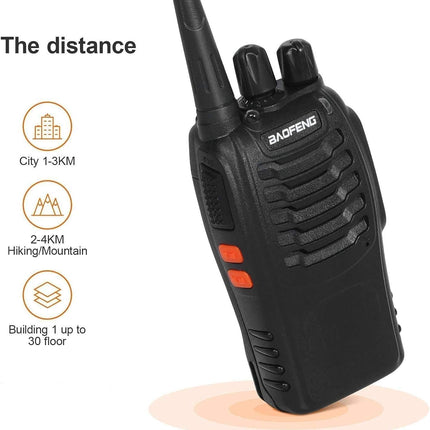 Rācija ar 16 kanāliem, CTCSS/DCS FM, 1500 mAh akumulatoru, maks. Sarunu diapazons 5 km, profesionāls radio ar brīvroku funkciju