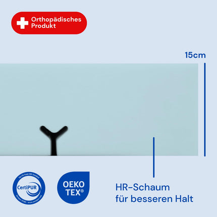 Geriafy slimnīcas geriatrijas artikulētais matracis | 15 cm HR putas | Ūdensnecaurlaidīgs higiēniskais pārvalks (90x190), zils