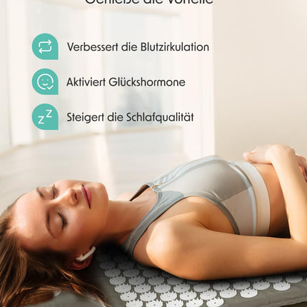 LifeGoods Akupressurmatte Mit Kissen - Akkupressmatte - Akkupressurmatte+ - Akupressur Matte - Akupunktur Matte - Massagematte - Rücken - Stachelmatte - Fakirmatte - Nagelmatte - Acupressure Mat