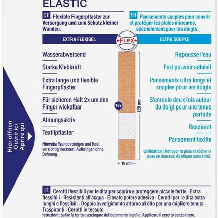 Hansaplast elastīgie pirkstu plāksteri (16 strēmeles), īpaši gari brūču plāksteri, īpaši paredzēti pirkstu brūcēm, elastīgi un elpojoši pirkstu plāksteri