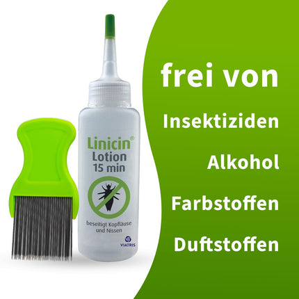 Linicin losjons ar utu ķemmi (100 ml) - utu līdzeklis galvas utu ārstēšanai, ieskaitot utu ķemmi | Saudzīgs galvas ādai