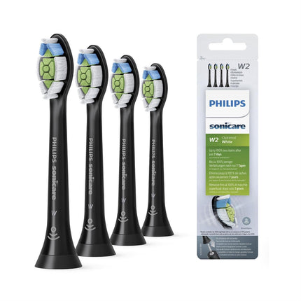 Philips Sonicare Original W2 Optimal White standarta zobu birstes uzgaļi Sonic zobu birstēm – 4 uzgaļu iepakojums, melnā krāsā (modelis HX6064/11)
