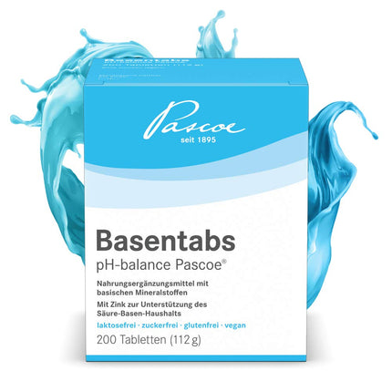 Basentabs pH-balance Pascoe - 200 sārmainas tabletes ar augstu skābes saistīšanas spēju - Organisma atskābināšanai - Ar magniju, kalciju un cinku - Skābju-bāzes līdzsvaram