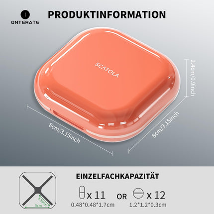 ONTERATE ikdienas tablešu organizators ar 4 nodalījumiem, pārnēsājams ceļojumu tablešu maciņš, mini tablešu konteiners rokassomiņai, kompakts ceļojumu zāļu organizators vitamīniem, uztura bagātinātājiem (melns)