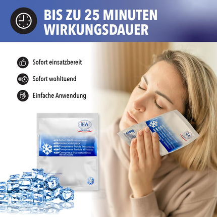 IEA medicīniskā tūlītējas saaukstēšanās komprese (15,3 x 12,7 cm) 10 gab. | Vienreizējās lietošanas ledus kompreses sasitumiem, kukaiņu kodumiem un citiem ievainojumiem | Viegli lietojami dzesēšanas spilventiņi | Daudzpusīga balta
