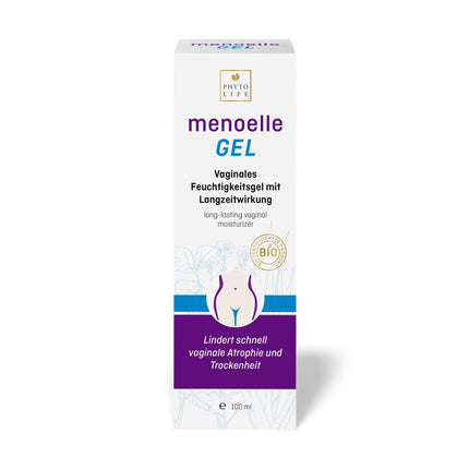 menoelle® GEL – sertificēts organisks vaginālais gels | Mitrinošs gels maksts sausuma, kairinājuma, niezes, dedzināšanas, nepatīkamas smakas un jutīguma gadījumā | Bez hormoniem un ķīmiskām piedevām | 100 ml