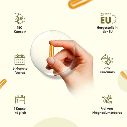 Kurkumas ekstrakta kapsulas - 500 mg kurkumas ekstrakta - 180 kapsulas 6 mēnešiem - kurkumīns ar 20 mg ingvera un 600 mg melnajiem pipariem - 1 kapsula dienā - kurkumīns - WeightWorld