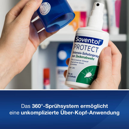 Soventol Protect Tick intensīvās aizsardzības aerosols ērču atbaidīšanai 100 ml - ķermenim un apģērbam - no 1 gada - labi panesams - patīkama smarža