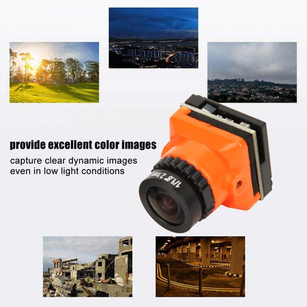 Kamera augstas izšķirtspējas 1500Tvl 2,1 mm objektīvs OSD kvadrokoptera dronam oranža FPV kamera