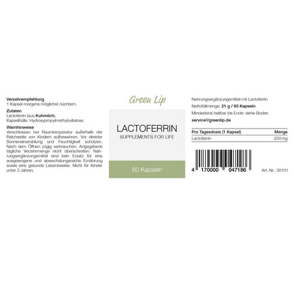 Laktoferīns 250 mg – Augsta deva 60 kapsulas 60 dienām | Tīrs imūnproteīns | Ražots Vācijā | Bez mākslīgām piedevām