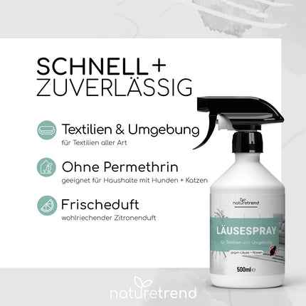 naturetrend utu atbaidīšanas līdzeklis tekstilizstrādājumiem, vides aerosols 2 x 500 ml - utu atbaidīšanas aerosols ar tūlītēju un ilgtermiņa aizsardzību, līdzeklis pret utīm un gnīdām videi, 2 gabalu komplekts