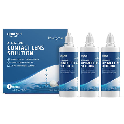 Amazon Basic Care universālais mīksto kontaktlēcu šķīdums, 360 ml, 3 iepakojums