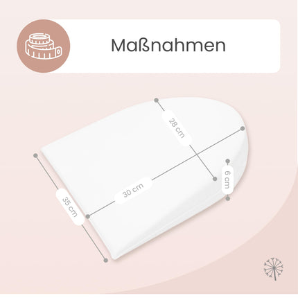 MIMUSELINA ķīļveida spilvens refluksa un koliku iztaisnošanai un novēršanai - pretrefluksa spilvens pieaugušajiem vai grūtniecēm, ūdensizturīgs un plastificēts | Pusloka - 35 x 28 x 6 cm