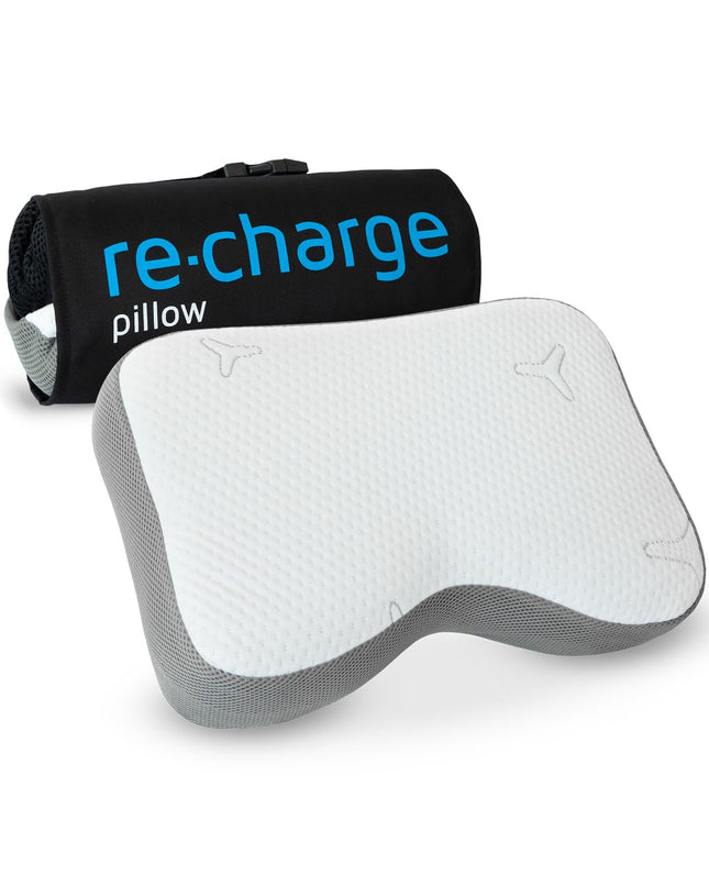 Kakla spilvens Re-Charge Intense | Ortopēdisks kakla mugurkaula spilvens guļošajam uz sāniem | Ergonomiskas atmiņas putas ar bambusa aktivēto ogli, inovatīva tehnoloģija dziļākam miegam, atpūtas spilvens 50x30x12
