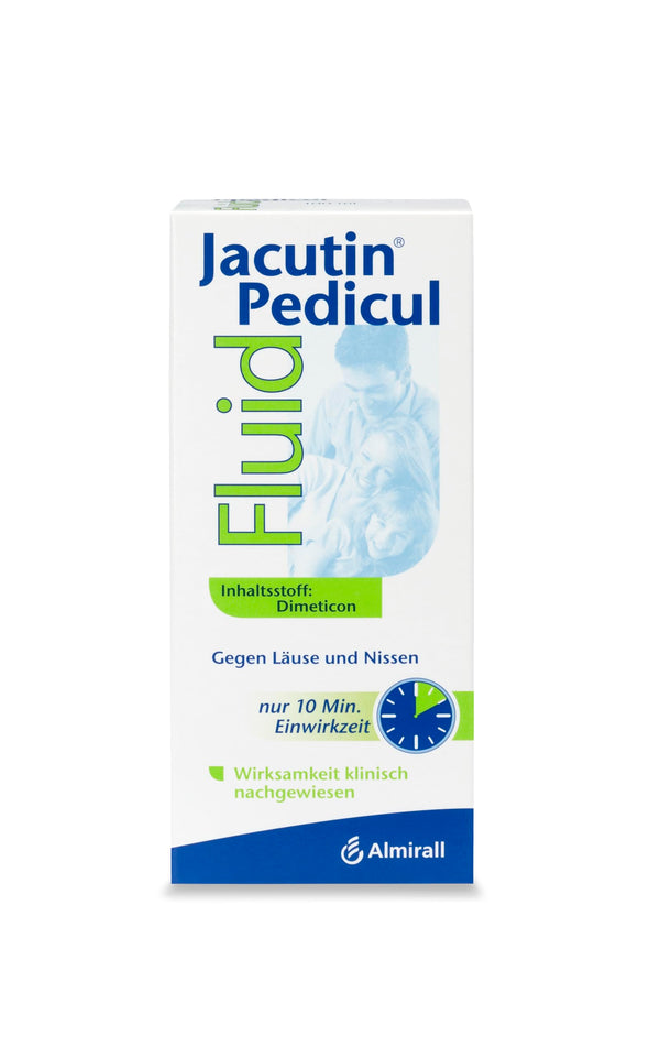 Jacutin Pedicul Fluid, efektīva galvas utu ārstēšanas metode, 10 minūšu šķīdums pret galvas utīm, kāpuriem un gnīdām, piemērots visu vecumu cilvēkiem, 100 ml