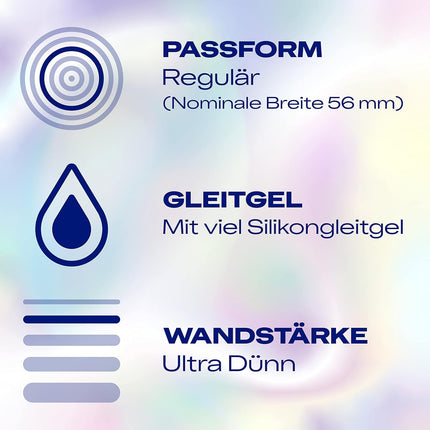 Durex Hautnah Extra Moist prezervatīvi – īpaši plāni, ar anatomisku, viegli uzvelkamu formu un samitrināti ar lielu daudzumu silikona lubrikanta – 16 prezervatīvi iepakojumā (2 x 8 prezervatīvi)