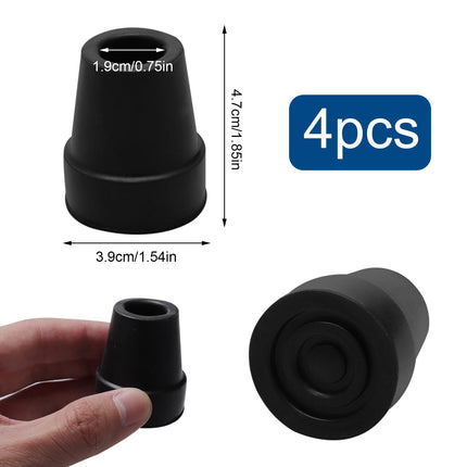 4 gumijas buferu iepakojums pārgājienu nūjām, 19 mm nūju gumijas buferi, kruķu gumijas buferi, nūju gumijas buferi, neslīdoši gumijas uzgaļi pārgājienu nūjām, kruķi senioriem, nūjas, nūjas