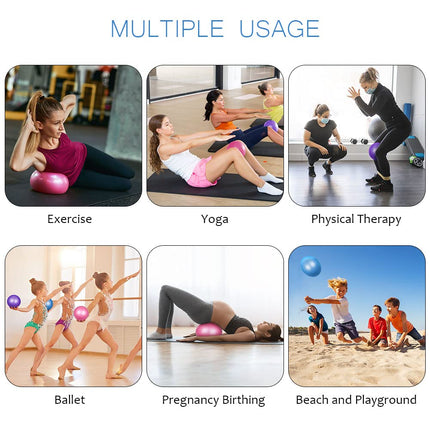 flintronic vingrošanas bumba maza Pilates bumba, 25 cm mīksta jogas bumba ar piepūšamu salmiņu, pretplīsuma vingrošanas bumba jogai, Pilates, līdzsvaram, fizioterapijai, stiepšanās vingrinājumiem un korsetes vingrinājumiem