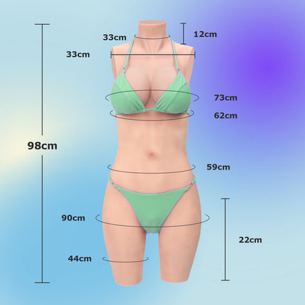 Minaky silikona krūšu formas 5 punktu bodijs reālistiska krūšu plāksne ar katetru transpersonu transdresserēm - ievietojama C kausa versija, ziloņkaula krāsā