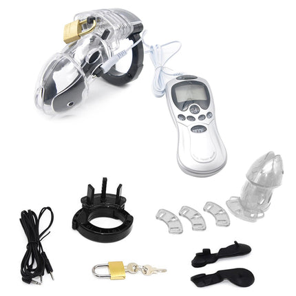 BDSMYEE dzimumlocekļa būris ar elektrošoku, šķīstības būris vīriešiem, seksa rotaļlieta vīriešiem, novērtējums vīriešiem, šķīstības būris vīriešiem, ekstrēma dzimumlocekļa būra šķīstības josta vīriešiem (caurspīdīga)
