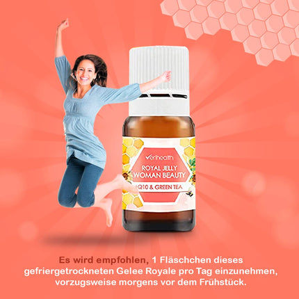 Verihealth Women Beauty - peru pieniņa ar E vitamīnu - 20 ampulas - ideāli piemērotas sieviešu hormonu uzturēšanai - Leofilizada nodrošina enerģiju ar zaļo tēju un Q10