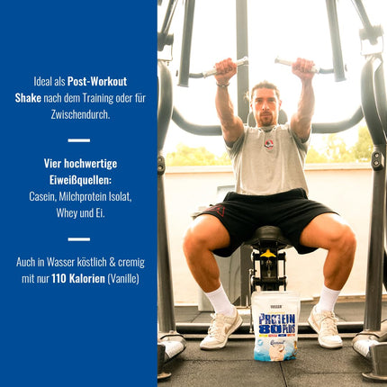 Weider - Protein 80 Plus - 4 komponentu proteīna pulveris - Augsts proteīna saturs ar 80% proteīna - Krēmīgi kokteiļi ar kalciju un B6 vitamīnu - 500g - Vaniļa