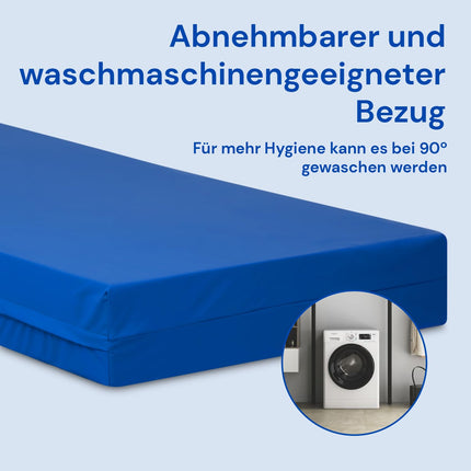 Geriafy slimnīcas geriatrijas artikulētais matracis | 15 cm HR putas | Ūdensnecaurlaidīgs higiēniskais pārvalks (90x190), zils