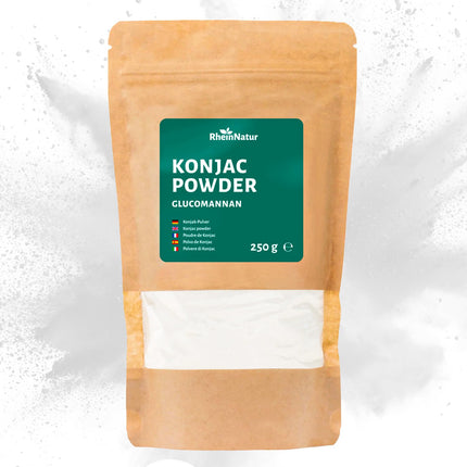 RheinNatur Konjac pulveris 250 g - glikomanāns no konjaka saknes - dabīgas šķiedrvielas, veicina sāta sajūtu - konjaka milti kā saistviela un stabilizators