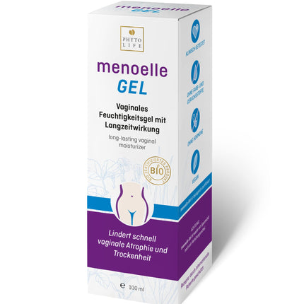 menoelle® GEL – sertificēts organisks vaginālais gels | Mitrinošs gels maksts sausuma, kairinājuma, niezes, dedzināšanas, nepatīkamas smakas un jutīguma gadījumā | Bez hormoniem un ķīmiskām piedevām | 100 ml
