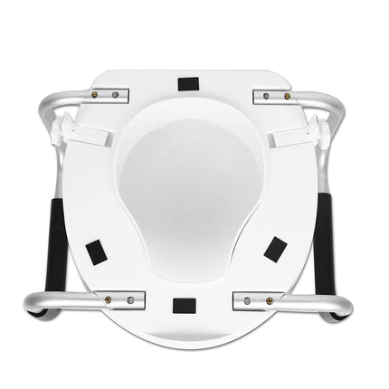 PEPE Mobility - paaugstināts tualetes sēdeklis ar roku balstiem 10 cm, tualetes sēdekļa pacēlājs ar vāku, tualetes sēdekļa stiprinājums pieaugušajiem, balts