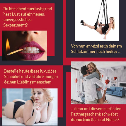 HOT DREAMS® 2-in-1 mīlas šūpoles durvīm un griestiem – Luksusa seksa šūpoles pāriem līdz 200 kg | Polsterēts, regulējams, ērts | Durvju vēršanas sekss | Erotiskas šūpoles pieaugušajiem (bez kronšteina)