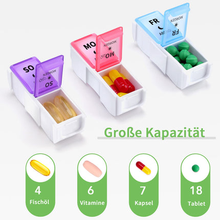 Opret vācu tablešu kastīte 7 dienām 2 nodalījumi no rīta vakarā, noņemama tablešu kastīte, tablešu kastīte medikamentu kastīte 7 dienām tabletes nedēļas kastīte tablešu kastīte tablešu kastīte 14 nodalījumi