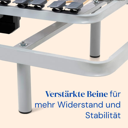 Geriafy - Elektriski regulējams redeļu rāmis Home Silver | 90x200 cm | Pastiprināts un kompakts | Vadu tālvadības pults