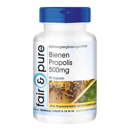 Fair &amp; Pure® - bišu propolisa kapsulas 500 mg - 90 kapsulas - dabīgas - bagātas ar flavonoīdiem un procianidīniem - bez magnija stearāta