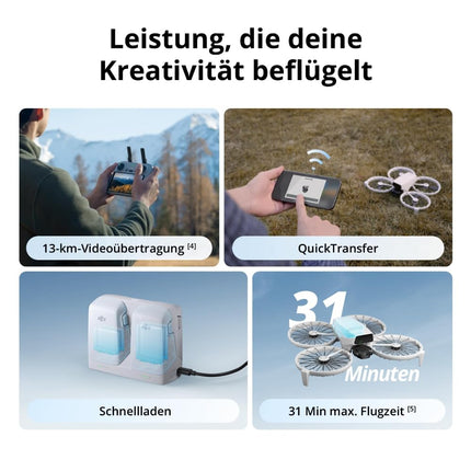 DJI Flip, drons ar kameru 4k pieaugušajiem, mini drons ar kameru, &lt; 249 g, drona sekošanas funkcija, 13 km video pārraide, manuāla iedarbināšana, automātiska. Atgriešanās, lidojuma laiks 31 minūte