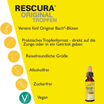 Oriģinālie Bach RESCURA pilieni bezalkoholiskie: (agrāk Rescue) Baha ziedu maisījums, 20 ml