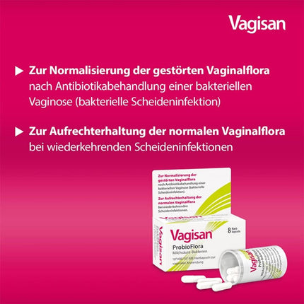VAGISAN ProbioFlora pienskābes baktēriju vaginālās kapsulas. 8 gabali