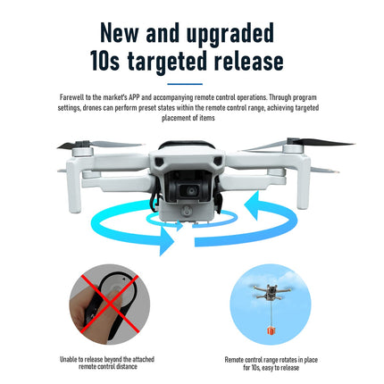 Airdrop kravas transportēšanas piegādes ierīces atbrīvošanas nomešanas ierīce, kas ir saderīga ar DJI Mini2/Mini 2 SE/Mini SE nomešanas sistēmu, dronu aksesuārs kāzām, meklēšanai un glābšanai