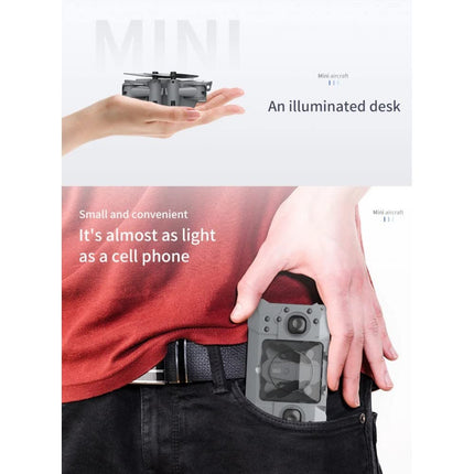 LUXWALLET SkyX Mini 480P drons ar kameru un pārnēsāšanas somu, 10,8 km/h-150 metru attālums, melns