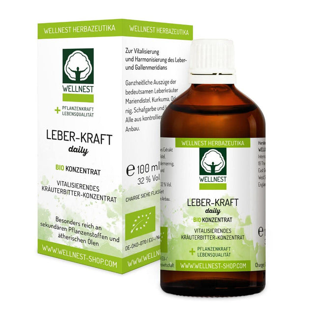 Wellnest Liver Power ikdienas organiskais koncentrāts 100 ml ar mārdadzi, kurkumu, pieneni, pelašķi un ancīša sīrupu - ražota kvalitāte