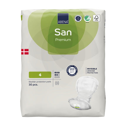 ABENA San 4 Premium nesaturēšanas ieliktņi, 30 gabali sievietēm un vīriešiem, 800 ml uzsūkšanas spēja, ātri uzsūcoši nesaturēšanas produkti, diskrēti un anatomiski nesaturēšanas ieliktņi vīriešiem/sievietēm