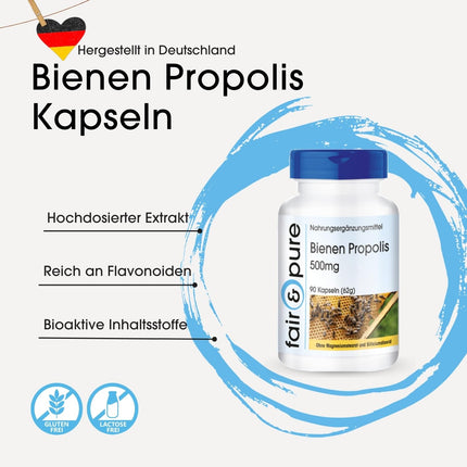 Fair &amp; Pure® - bišu propolisa kapsulas 500 mg - 90 kapsulas - dabīgas - bagātas ar flavonoīdiem un procianidīniem - bez magnija stearāta