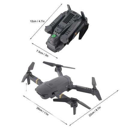 WIFI drons, E58, salokāma 4K aerokamera, tālvadības kvadrokopters, 3,7 V, 600 mAh litija jonu akumulators, tālvadības kvadrokoptera dubultā kamera ar LED apkārtgaismu, dāvanu izvēle zēniem un meitenēm