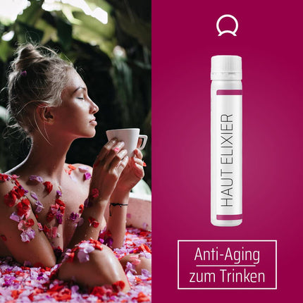 Sanhelios Beauty Collagen SKIN ELIXIR – dzerams līdzeklis pret novecošanos* – testa uzvarētājs – 30 dzeramās ampulas – 2500 mg augstākās kvalitātes kolagēna peptīdi + biotīns, varš un C vitamīns, ziedu medus un peru pieniņa