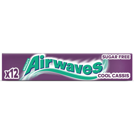 Airwaves bezcukura košļājamā gumija, vēsa Cassis košļājamā gumija, 30 x 12 dražejas, liels košļājamās gumijas iepakojums, bezcukura košļājamā gumija ar piparmētru svaigumu (360 dražejas)