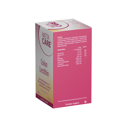 META CARE Colon Lecithin – Augstas kvalitātes fosfatidilholīns – L-glutamīns – Augu izcelsmes uztura bagātinātājs ar vērmeles lapu ekstraktu – Augsta deva – Vegāns – 180 kapsulas