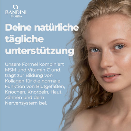 Bandini® MSM - 2000 mg ar 40 mg C vitamīna vienā dienas devā - Kompaktāks metilsulfonilmetāna pulveris nekā kapsulās - Bez magnija stearāta, augsta deva, vegāns, bez piedevām, laboratorijā pārbaudīts - 200 tabletes