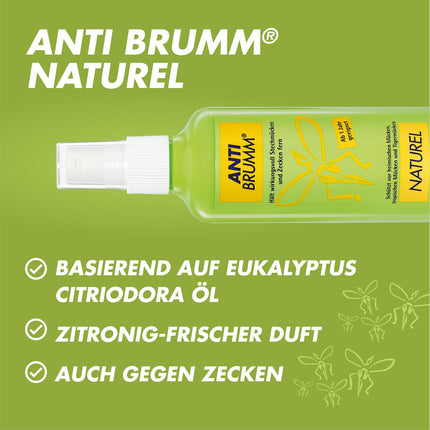 Anti Brumm Naturel pumpja aerosols, 75 ml: kukaiņu atbaidīšanas līdzeklis uz citroneikalipta eļļas bāzes efektīvai aizsardzībai pret odiem un ērcēm