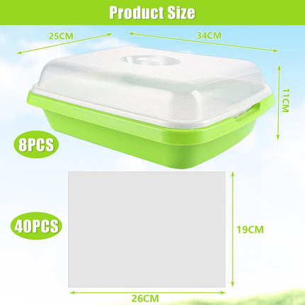 CYEER 8 dīgšanas paplāšu iepakojums, 34x25x11 cm kressalātu sēklu paplātes, mikrozaļumu sēklu paplātes, dīgšanas paplāte, dīgšanas komplekts mung pupiņu, lucernas, kviešu dīgstu audzēšanai